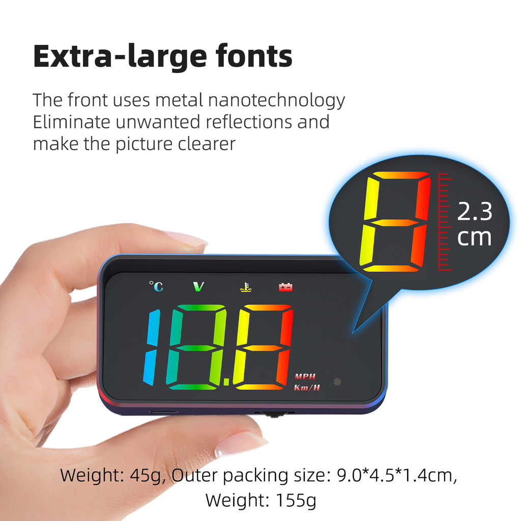 M4 Obd Hud Head-Up Display Digital Speedometer Water Temp Voltage Speed Alarm Large Front Auto Car