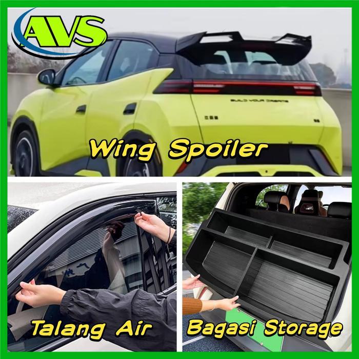 BYD Atto 1 Aksesoris import Wing Spoiler Talang Air Rain Visor Bagasi Storage Box BYD Atto 1