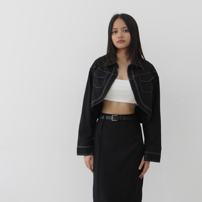 Demi Crop Blazer - Atasan Crop Outer Blazer Wanita Luaran Top Murah Baju Lengan Tangan Panjang Vest