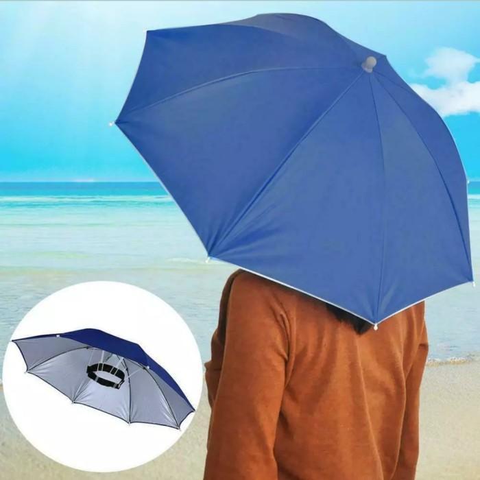 NEWW PAYUNG TOPI Caping Kepala Mancing Berkebun Pantai Outdoor Besar Anak Dewasa Diameter Karet 60