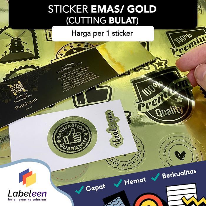 CETAK STICKER GOLD/ EMAS BULAT CUSTOM STIKER SEGEL THANKYOU MURAH