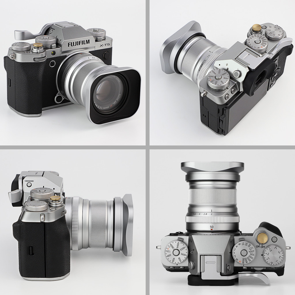 Haoge Bayonet Square Metal Lens Hood for Fujifilm Fuji Fujinon XF 50mm F2 R WR Lens Silver LH-X50W,