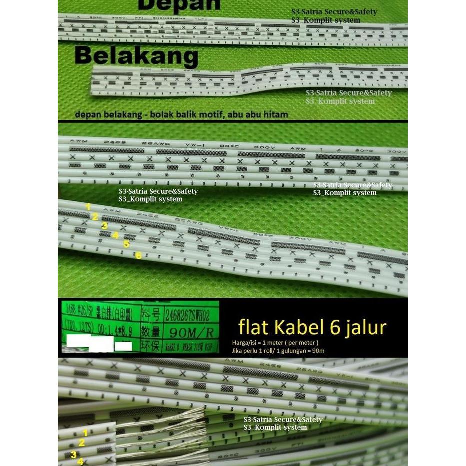 Hitam Putih Awg26 Kabel 6 Jalur Pipih Cable Flat 6P 26Awg Pita Awg 26 Populer