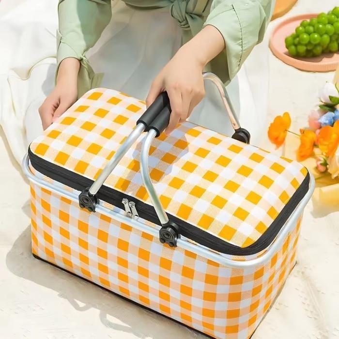 Keranjang Piknik Lipat Portable Dengan Aluminium Foil Tulang Aluminium Tas Piknik Outdoor Untuk