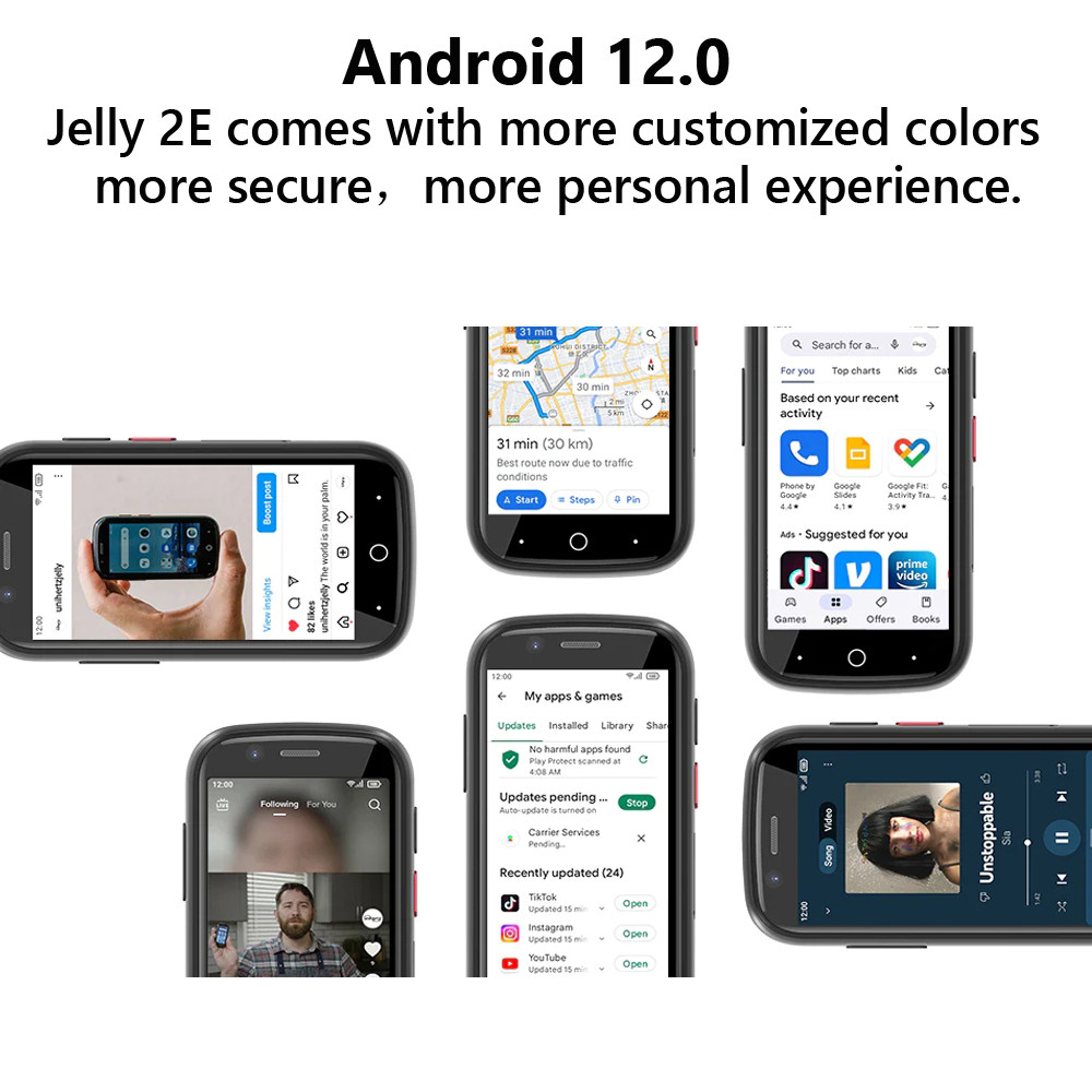 Unihertz Jelly 2E Mini Smartphone 4GB 64GB Android 12 Unlocked Mobile Phone 2000mAh Portable