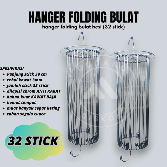 Gantungan Baju Besi-Hanger Baju-Gantungan Baju Bayi-Gantungan Jemuran Bayi-Hanger Bulat Besi 32 Stik