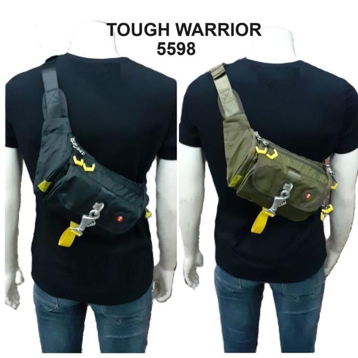 Tas Selempang Minimalis Tas Pinggang Pria/Wanita Tough Warrior Army 5598 Import Hitam Selempang