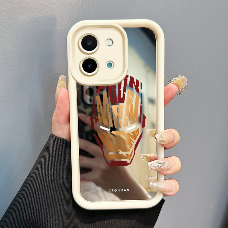 Casing Hp Untuk VIVO Y28 2024 Case Topeng Baju Zirah Keren Mirror Kasing silikon cocok pria dan wani