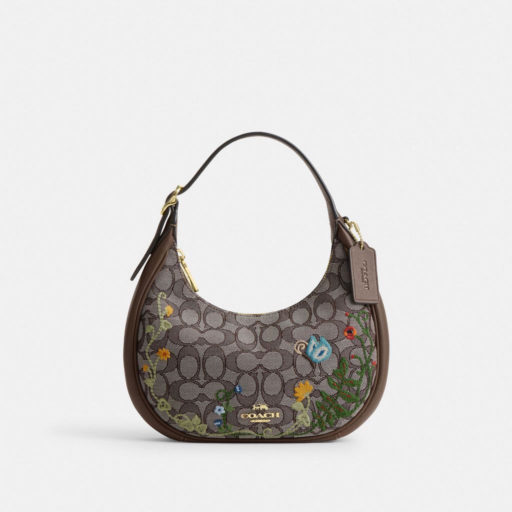 Coach Emily Mini Shoulder Bag in Signature Jacquard with Floral Embroidery - Tas Bahu Wanita