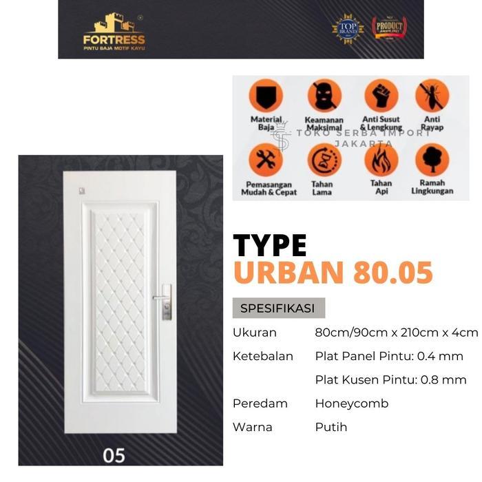 Pintu Kamar | Pintu Rumah Baja Fortress 80x210 & 90x210 - URBAN 80.05 - Putih, 80x210