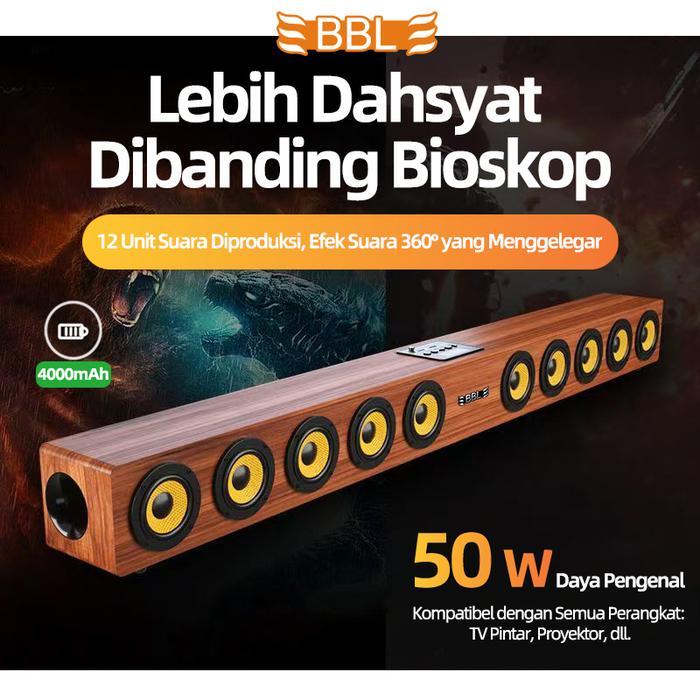 Soundbar Bbl-M10 10 Speaker, Bluetooth 5.3, Bass 360 & Kayu Solid - Suara Cinema Di Rumah Terbaru