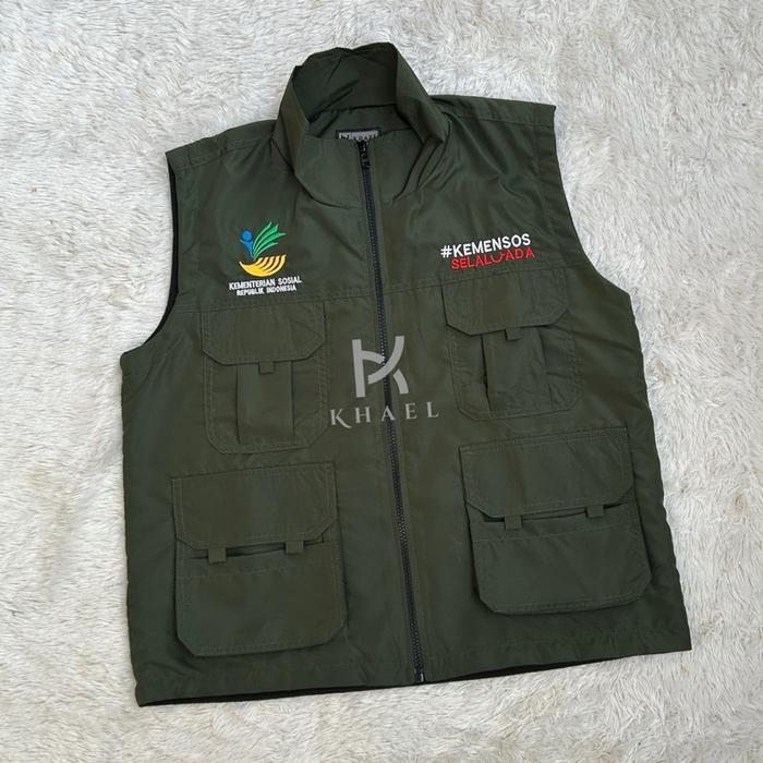 DISKON KHAEL Rompi Kementerian Sosial Pria Hitam er Casual Bahan Goretex Ringan Kuat Tahan Angin & 2