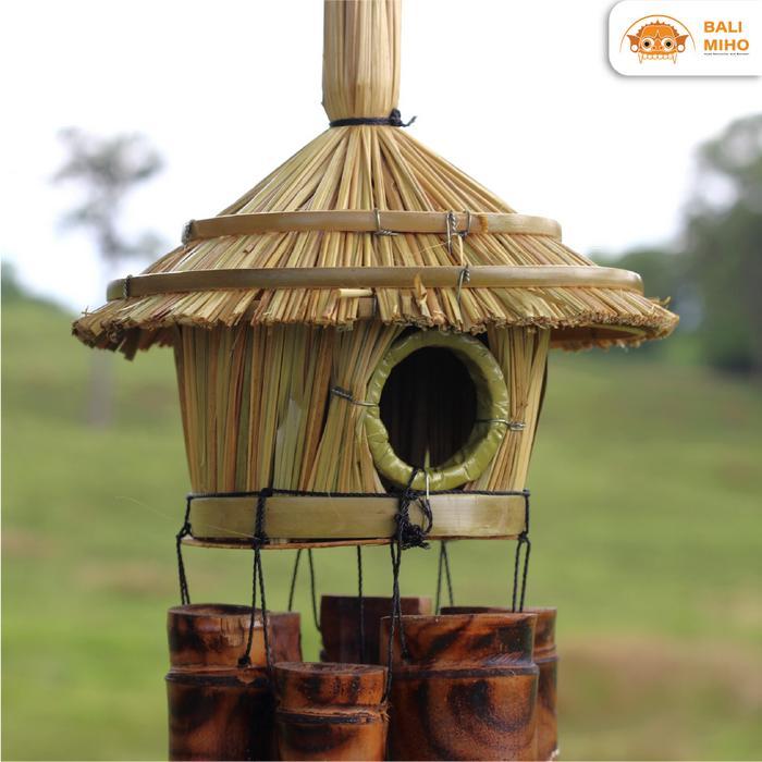 Lonceng Bambu Jerami 40 Cm - Lonceng Angin Bambu/Gantungan Bambu/Jerami/Bali/Klontong