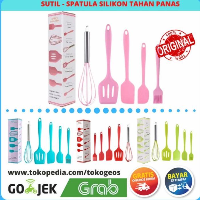 Spatula Sutil Silicon 5Pcs/Sutil Silicon 5Pcs/Sutil Tahan Panas