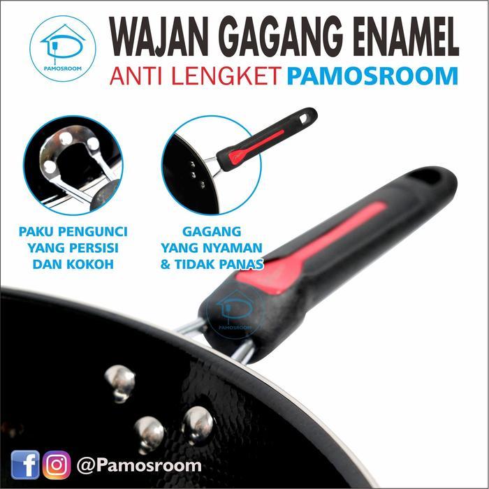 PAMOSROOM CALYPSO WOK PAN WAJAN 34CM HITAM ENAMEL KUALI WAJAN ORIGINAL QUALITY
