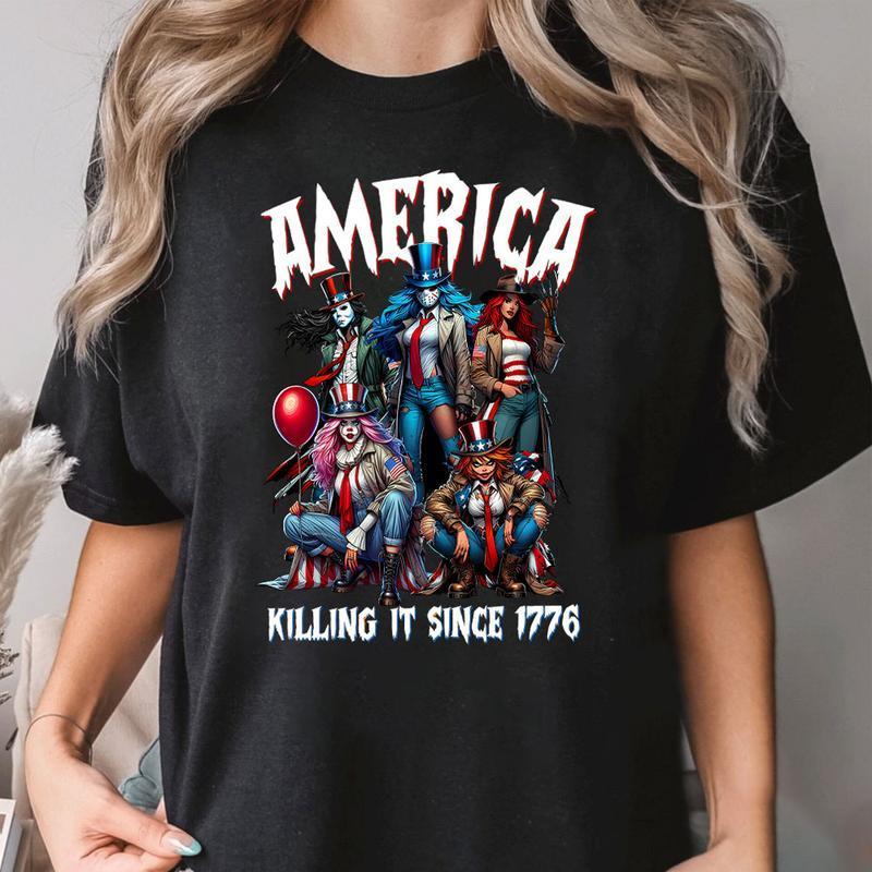 Gangster Killer America Shirt, America Killin It Since 1776 Shirt, Horror 4th Of July , Fourth Of Ju