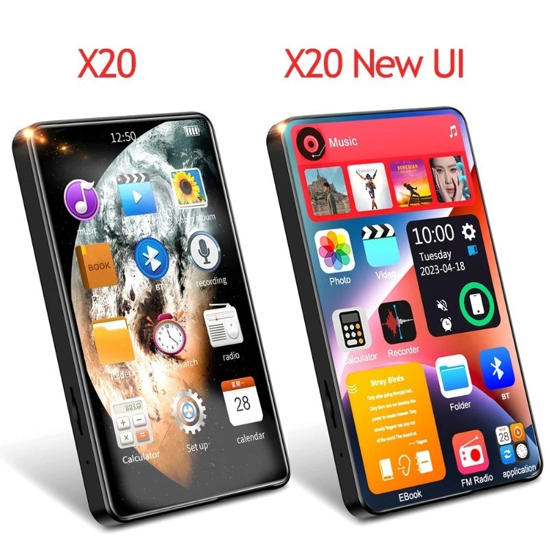 X20 4 Inch MP3 Player Full Touch Screen Player MP4 Player Portable Music Player Bluetooth Lossless