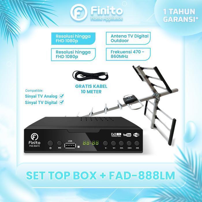 [BUNDLE STB+Antena] FINITO Set Top Box Digital TV Tabung SNI + ANTENA FAD-888LM Digital Outdoor