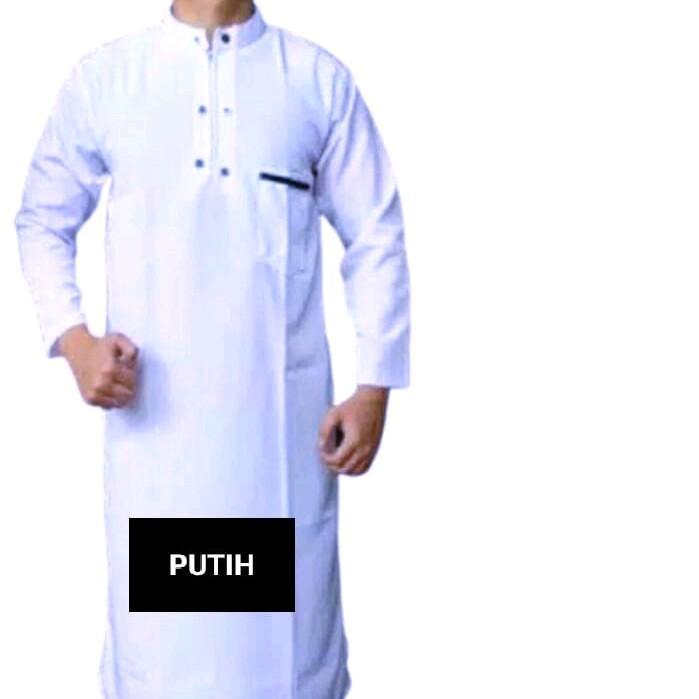 JUBAH PRIA DEWASA/GAMIS DEWASA LAKI-LAKI KATUN HITAM PUTIH PANJANG PRIA MUSLIM