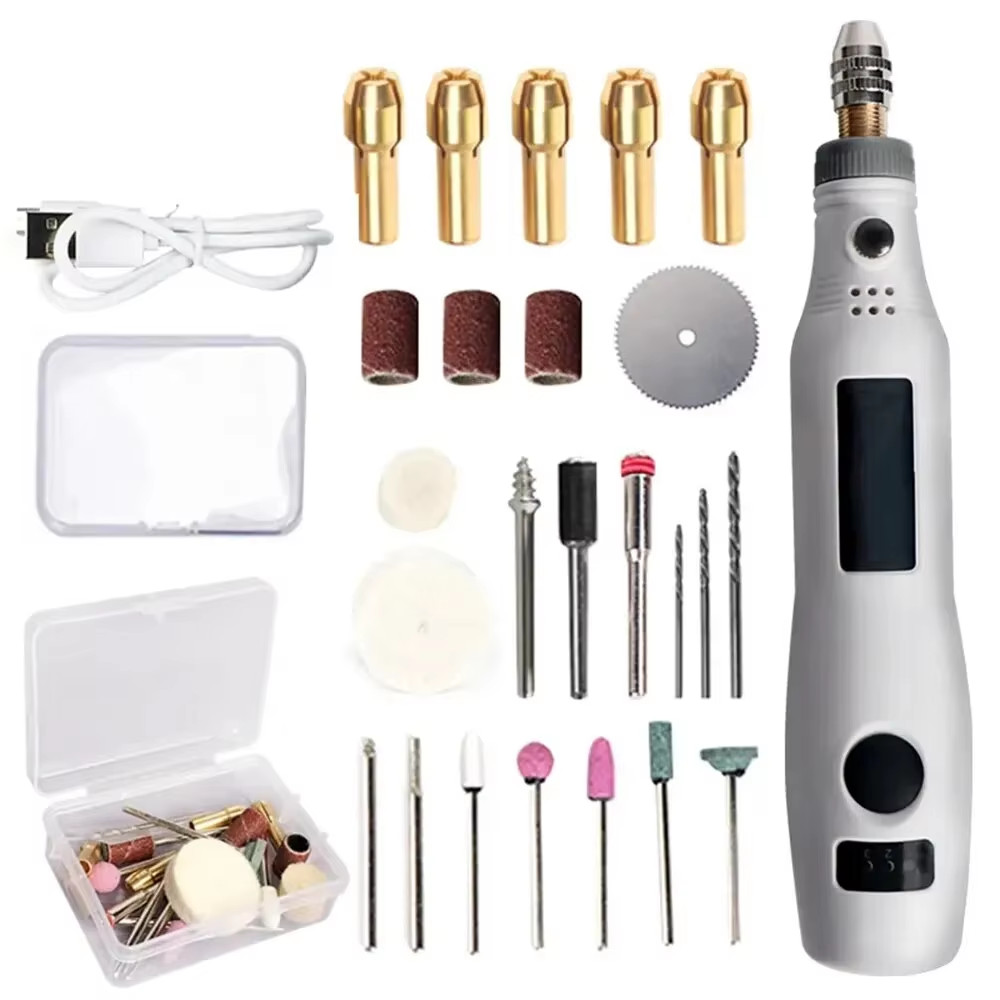 Liodraaaa_ Cordless Electric Grinder Mini Cordless Electric Grinder Set Speed Adjustable 24 Kit Cord