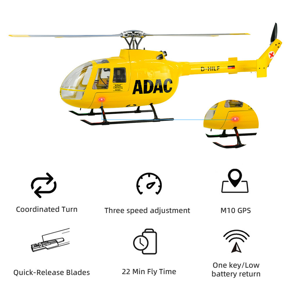 FLYWING BO105 rc helicopter ACE flight controller LED light ADAC 470 class helicopter bo105 scale
