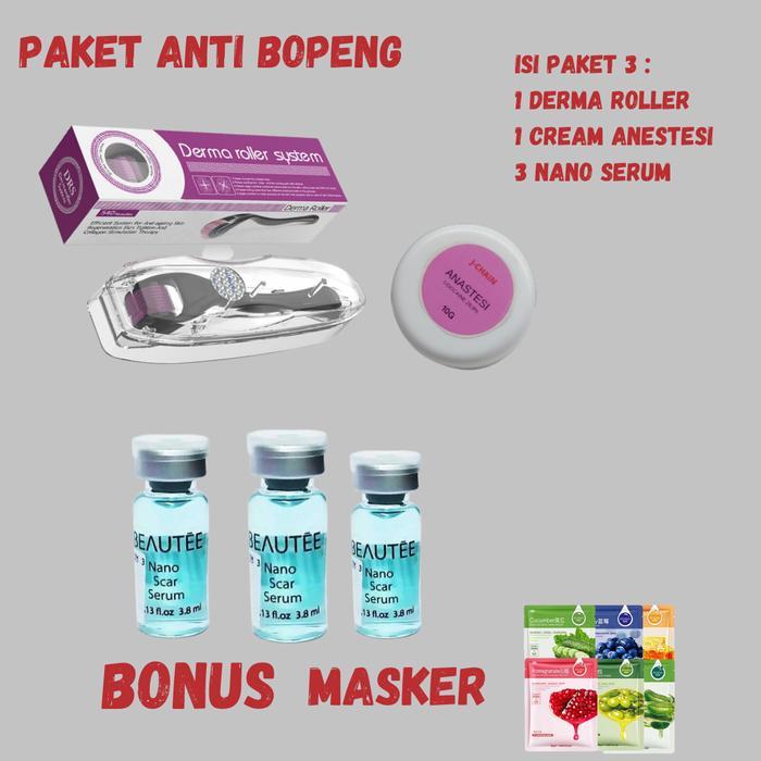 Paket DERMA ROLLER ALAT TERAPI KULIT KEPALA WAJAH BOPENG