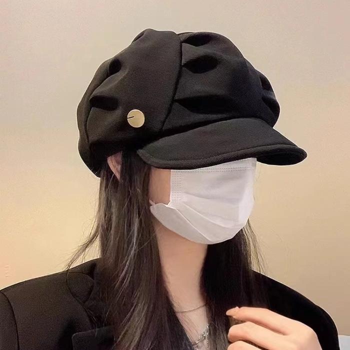 NEXTSTOPID-324 Topi Baret Korea Wanita Hijab Elegant Model Bucket Bahan Lembut