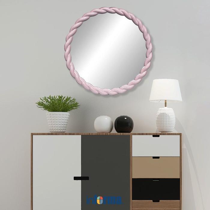 Informa 60X60 cm Cermin Dinding Round - Pink Kaca Dekorasi Ruang Tamu Kamar Tidur Hiasan