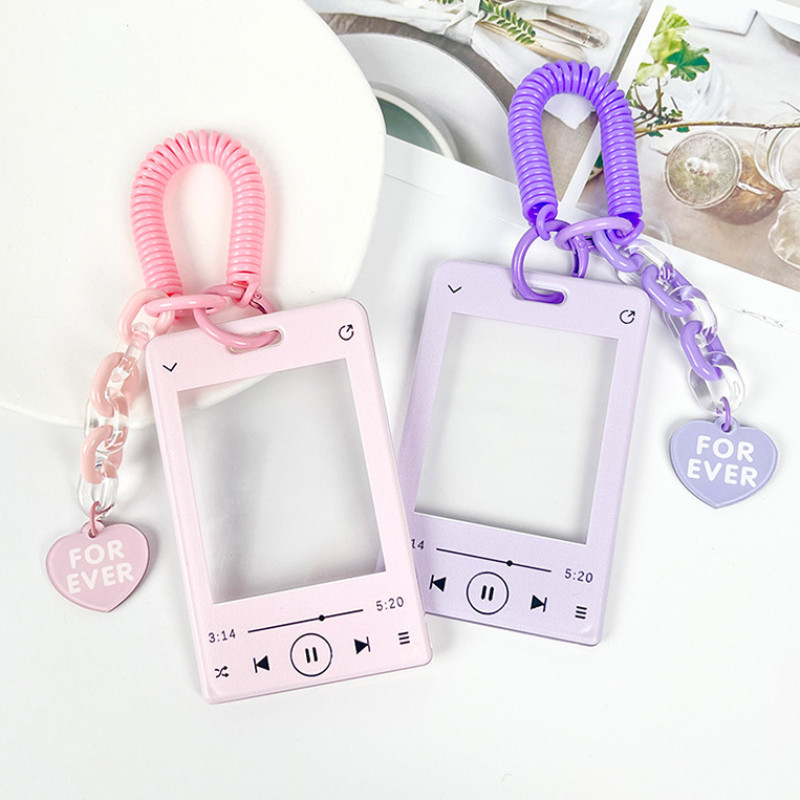 Ins Transparent Acrylic Photocard Holder Keychain Idol Photo Sleeve Credit ID Bank Card Holder