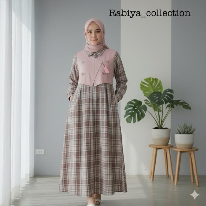 Gamis Dewasa Katun Triset Mewah Adem Busui Friendly Gaun Maxi Dress Muslim By Rabiya_Collection