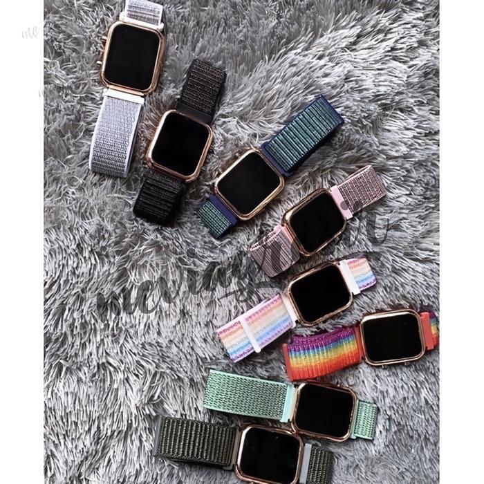 Jam Tangan LED Unisex Wanita & Pria LED Watch Kanvas Model SEGI & OVAL Jam Tangan Wanita Import