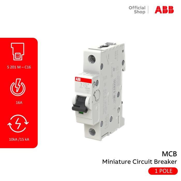 [Abb] Mcb 1P 16A 10Ka 15Ka S201M-C16 2Cds271001R0164 S 201 M