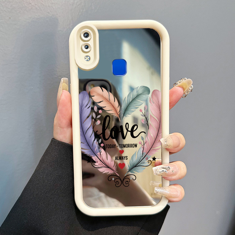Casing Hp VIVO Y95 Y93 Y93s Y91 Y91i Case Casing Bulu Cinta Pola Kasus cermin tangga HP Kasing Silik