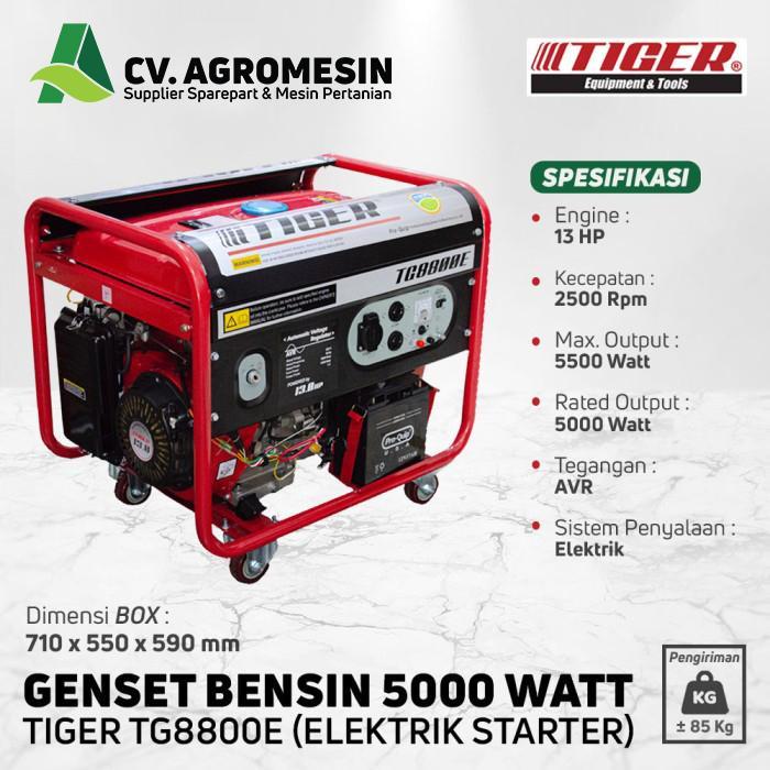 Genset 5500 Watt Tiger TG 8800 E Starter Elektrik & Manual