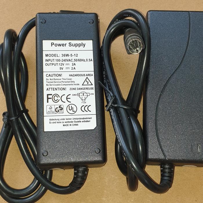 Adaptor DC output 5 + 12 volt 2A 4 pin male