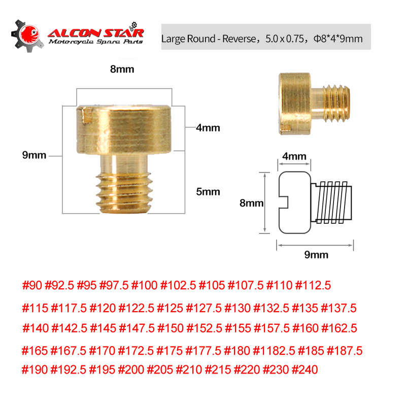 Alonctar- 10 PCS Large Round Main Jet Kit Set For Mikuni Carburetor #90 - #240 N100.604 RS34 36 38 4