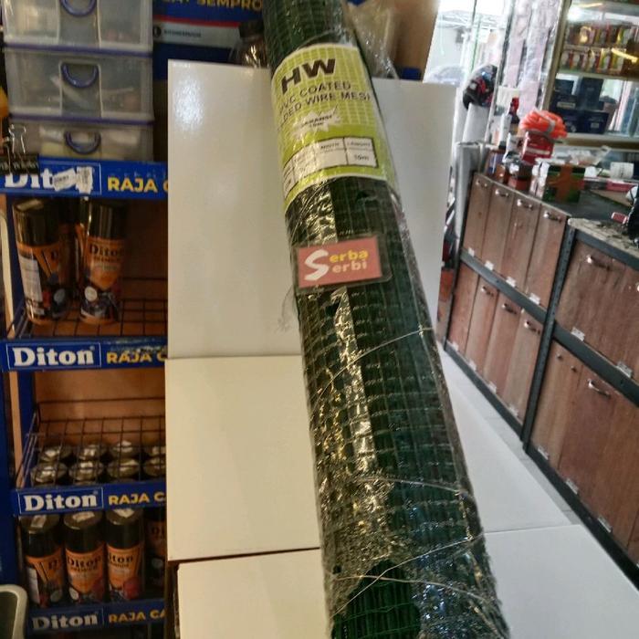 (/Roll Kawat Petak Hijau) Kawat Loket/Ram Kotak Lebar 90Cm +-9.5Mtr Pasti Diskon