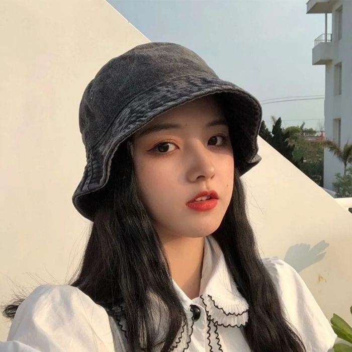 Bucket Hat Denim Wanita Bucket Jeans Wanita Bucket Hat Wanita Kekinian Bucket Hat Wanita