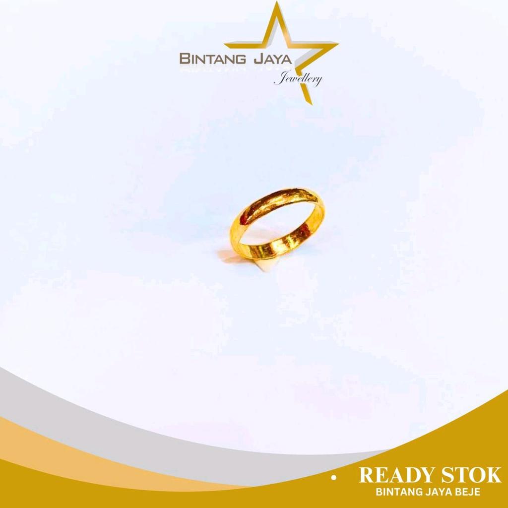 Cincin Emas Belah Rotan (Timbang Air) 0.18 - Kadar LM99 - Berat 3gr - Size 14 - Perhiasan emas murni