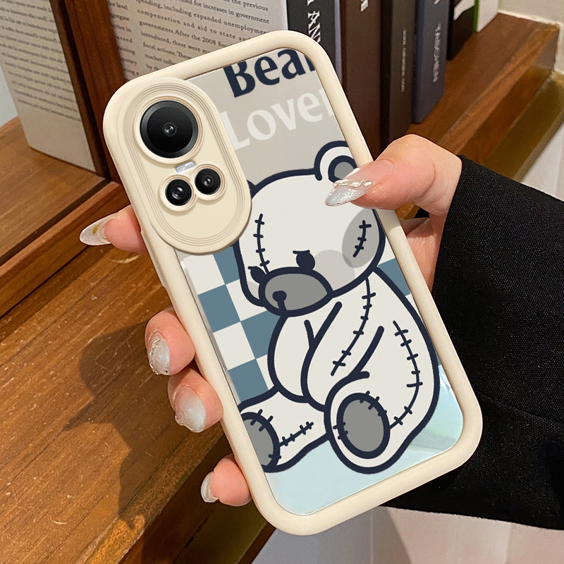 Casing Hp OPPO Reno 10 5G OPPO Reno 10 Pro 5G Case Casing Beruang yang rusak Pola Kasus cermin tangg