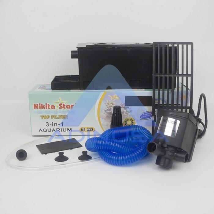Top Filter Atas Aquarium Full Set Mini 3 In 1 Ns-333 40 Cm Aquascape Akuarium