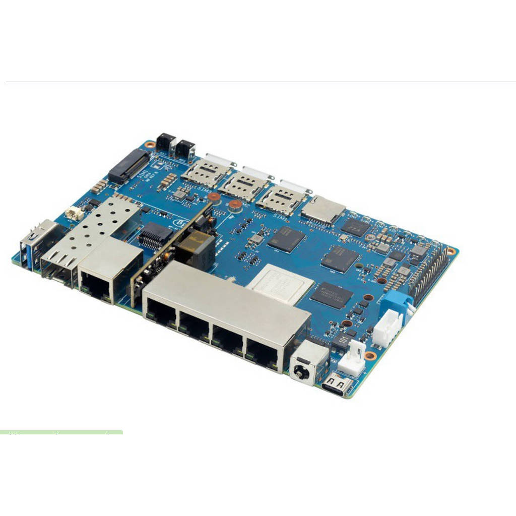 Banana Pi BPI R4 Wifi 7 board with MTK MT7988A design,4G RAM and 8G eMMC onboard
