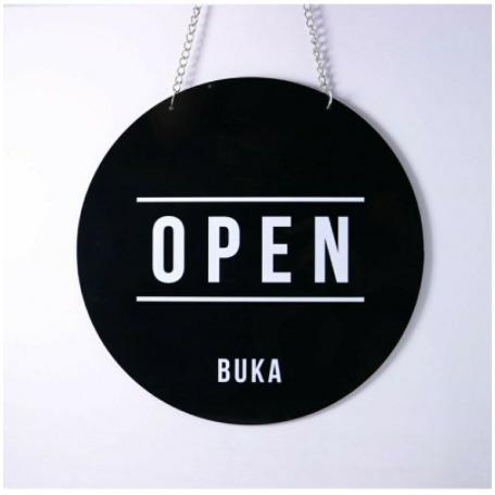 Acrylic Signage Open Close/Akrilik Open Close (Bulat)