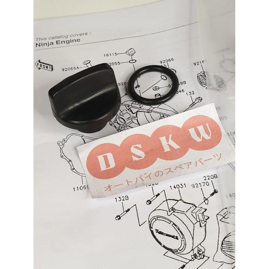 Ready Tutup Oli Mesin Plus Oring Ninja 150 R Ss Rr Kgp 16115-1053 92055-012 Neww
