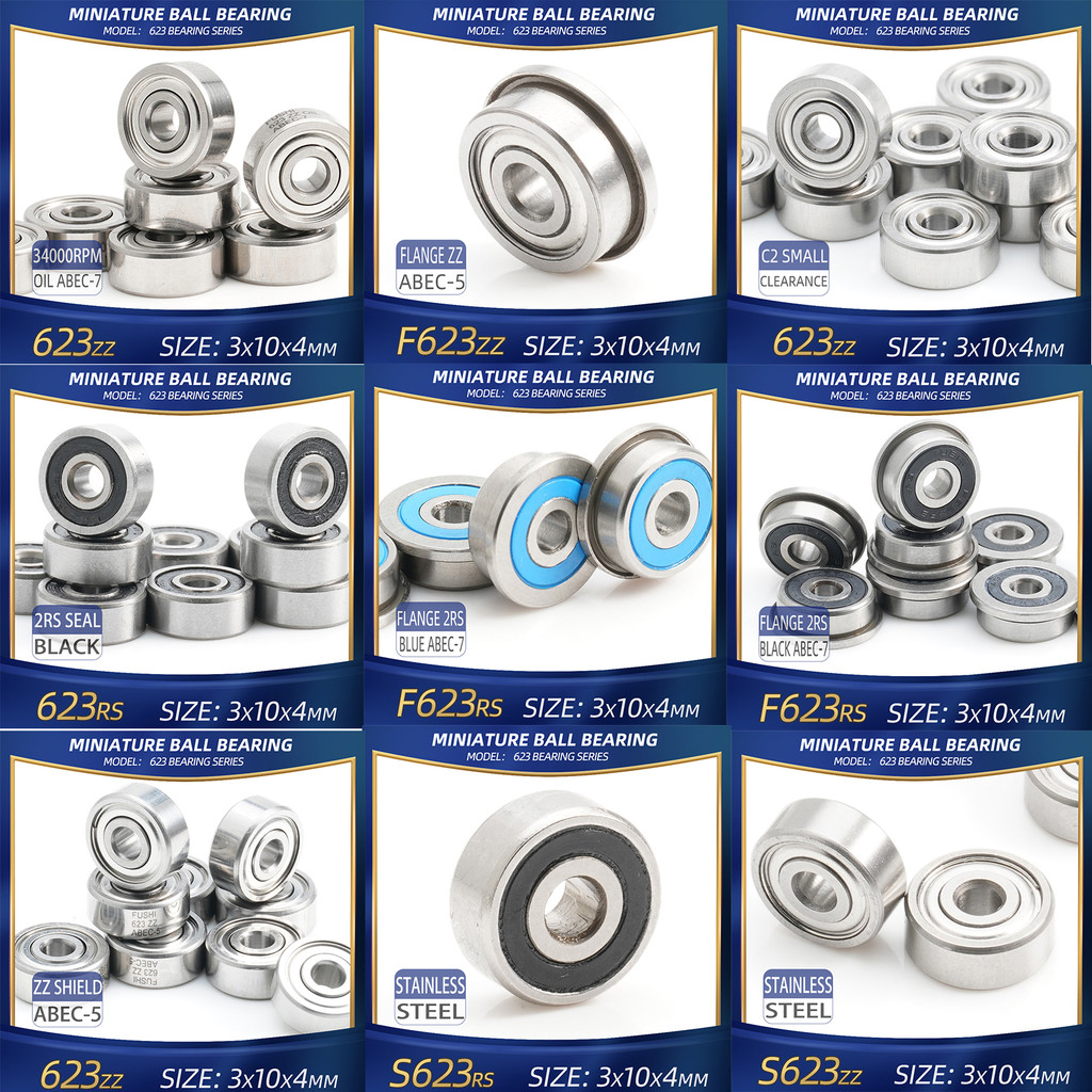 FUSHI 623 ZZ Bearing 3x10x4 mm 10Pcs 623ZZ RS 2RS Flange Handpiece Bearings For Strong Industrial