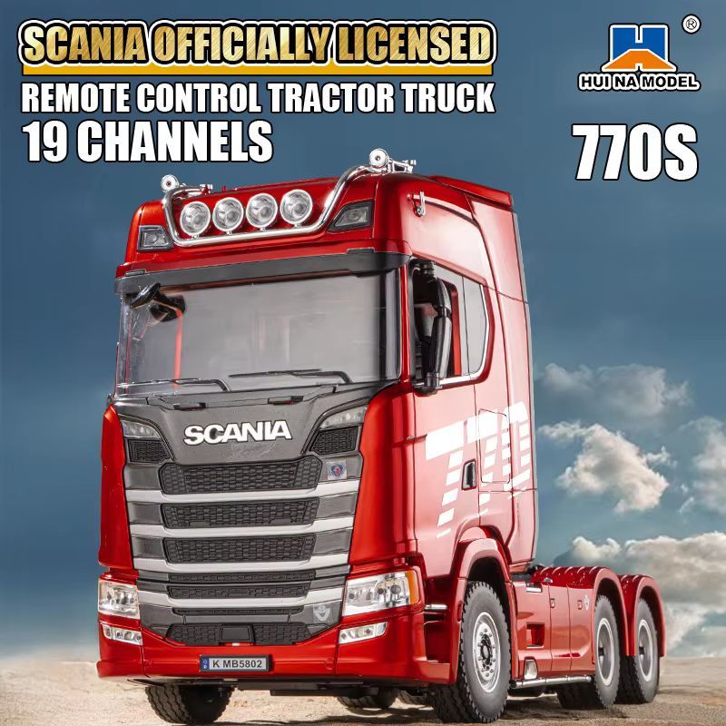 Huina 1501 Car Head 770S V8 1/18 RC Truk Traktor Alloy 19CH 2.4G dengan Trailer dan Fitur Cahaya Ser