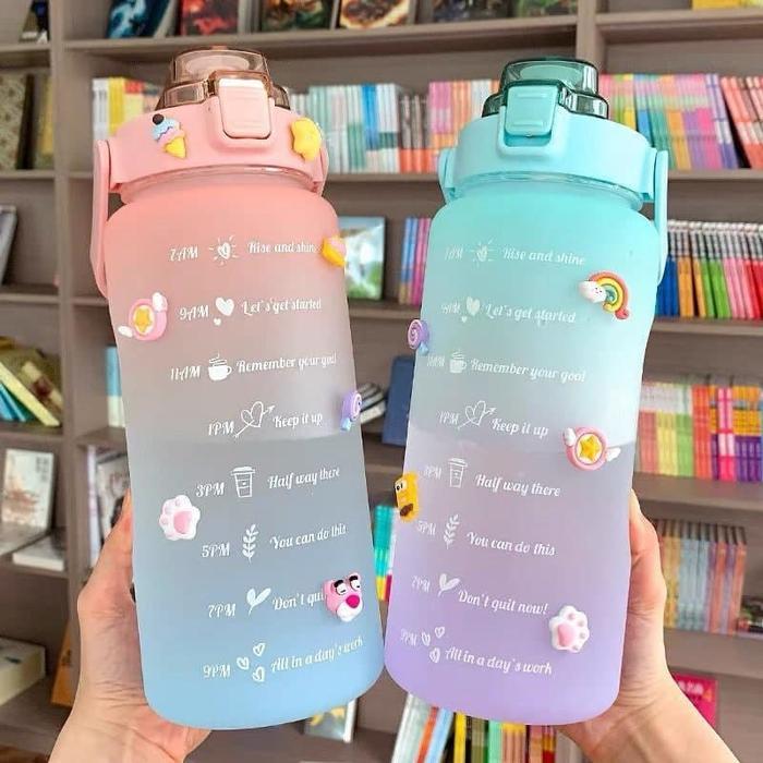 Botol Minum 2 Liter 2000ML - Drink Reminder - Botol Minum Viral TikTok