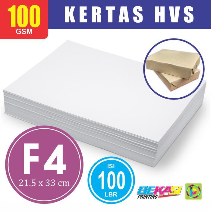 100 LBR Woodfree Uncoated Plain Paper Kertas HVS 100 GSM Size Folio F4 21.5x33 cm