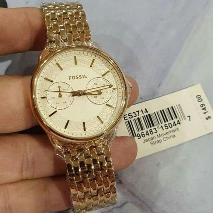 (Jual-1225) Jam Tangan Wanita F0ssill Original Taylor ES 3714 Stainless Steel Gold