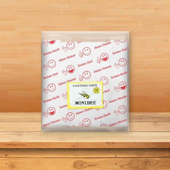 Kantong Plastik Kresek Minibee Smile Putih Susu (Merah) 15 Kecil